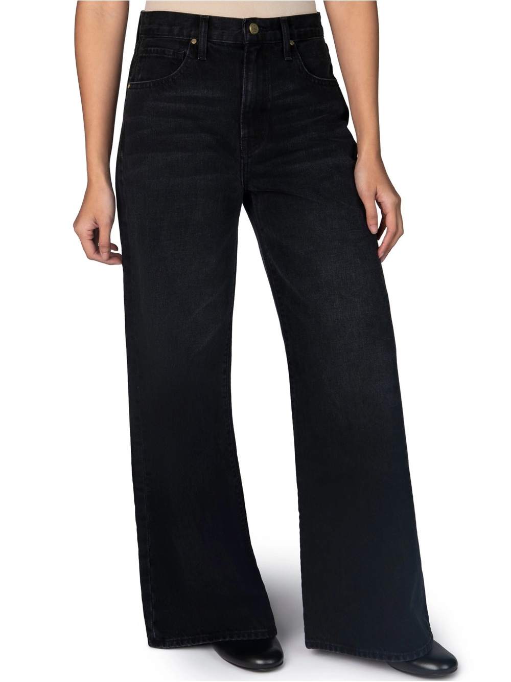 Nelle Atelier The Laura Jean in Kohl Black Denim Wide Leg Cotton Premium Casual